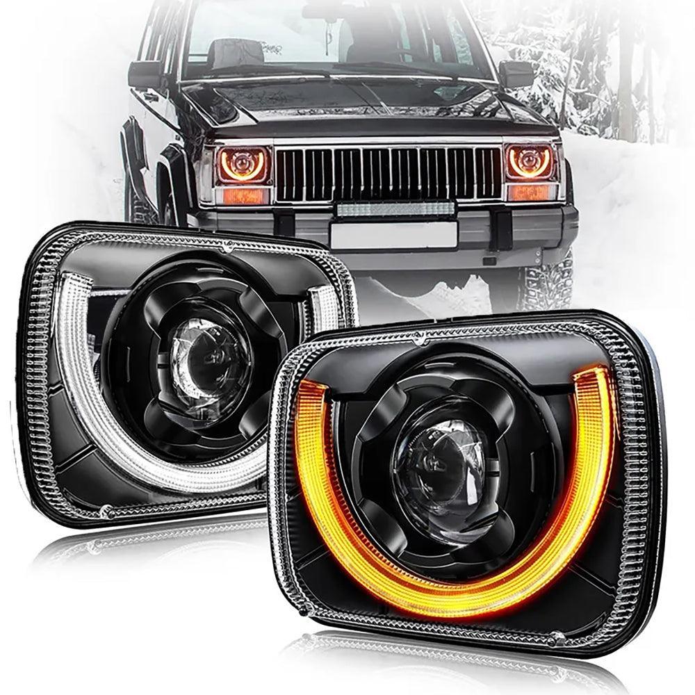 7x6 Inch Sealed Beam LED Headlights avec Hi-Lo Beam & orange clignotant blanc DRL pour Jeep Wrangler YJ 1987-1995