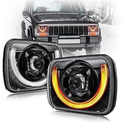 7×6″ optique scellée phares LED avec feux de route/croisement & orange clignotant blanc DRL pour Jeep Wrangler YJ 1987–1995