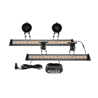 17″ Dual pare-brise Dash stroboscopique Barres lumineuses 20 clignotant motifs avec Suction Cup Mount pour véhicules camions