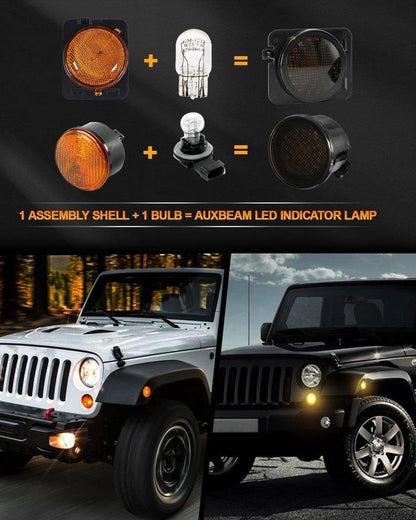 7″ LED phare de remplacement + 4″ LED antibrouillard + LED Smoke feu arrière + avant clignotant & extensions d’ailes feu
