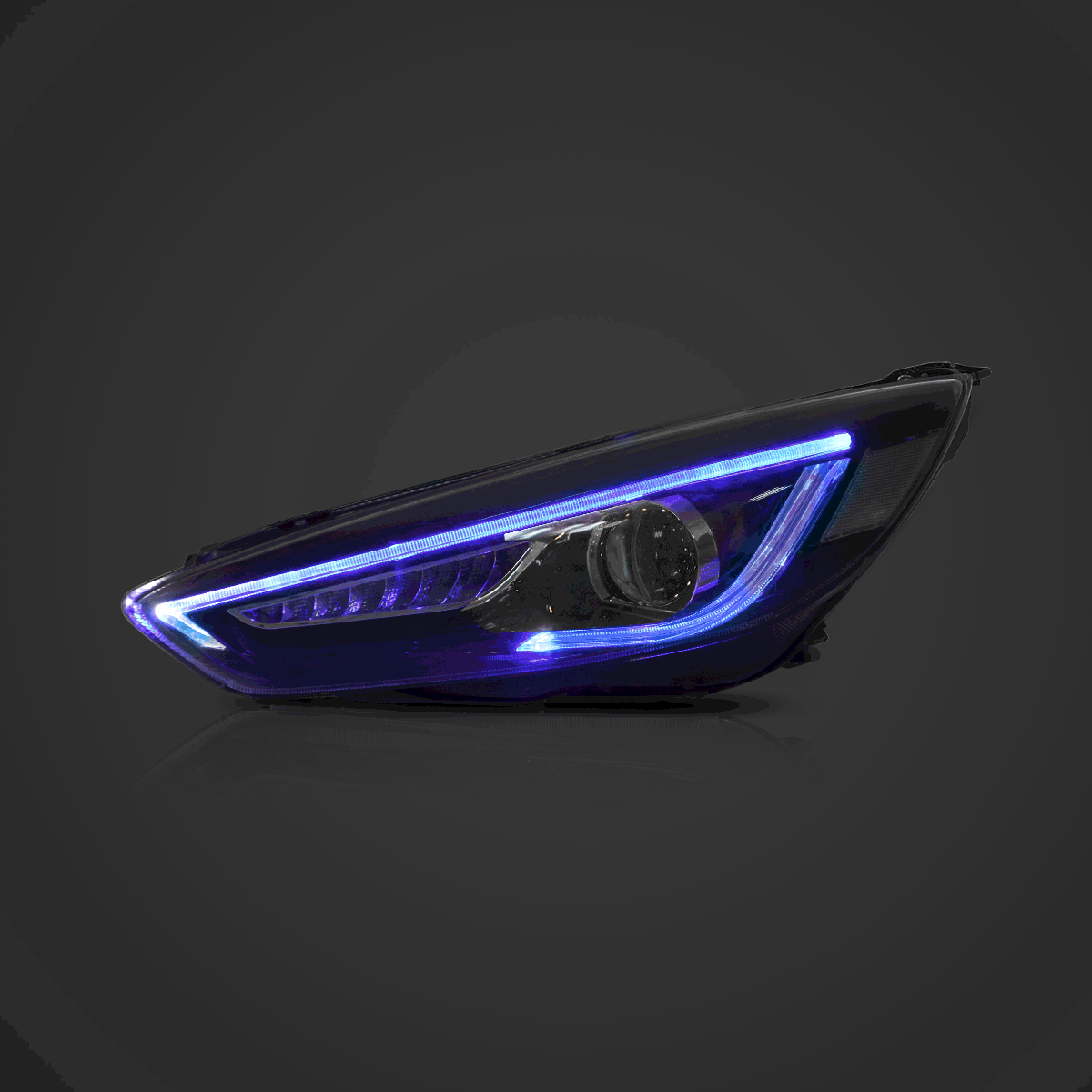 LED bloc optique avant Dual Beam Projector noir pour 2015-2018 Ford Focus 3th Gen Mark III Facelift – vue 10