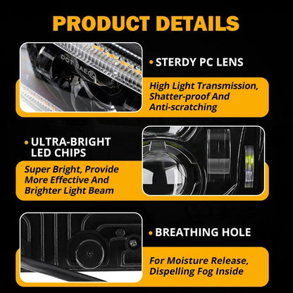4×6 phares LED Hi/Lo optique scellée avec DRL&clignotant homologation DOT pour Peterbil Kenworth Freightline – vue 9