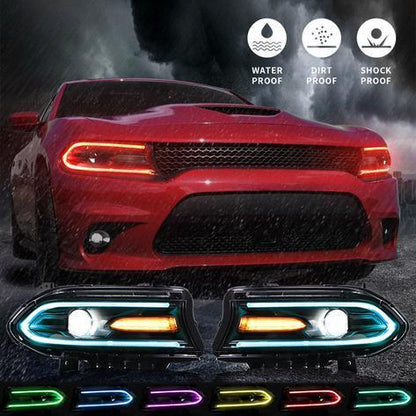 LED bloc optique avant RGB Style projecteur double faisceau noir pour 2015–2023 Dodge Charger 7th Gen (LD) – vue 12
