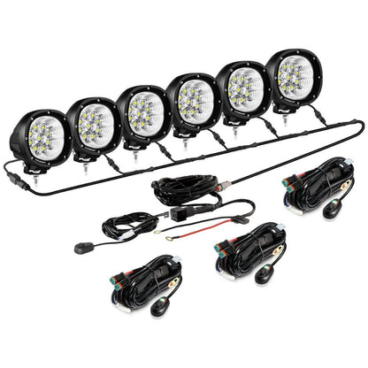 P4 série | 4″ 90 W 9 000 lm rond LED feux longue portée Flood blanc projecteurs LED compacts – vue 18 – NOVADOMIO