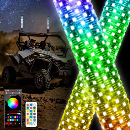 New 1.9FT LED RGB fouets LED avec clignotant & feu stop, Bluetooth APP/ télécommande – NOVADOMIO