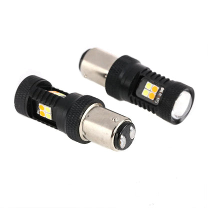 1157 BAY15D Ampoules LED pour clignotants avant et feux de jour 300% haute luminosité bicolore à commutation blanc & orange