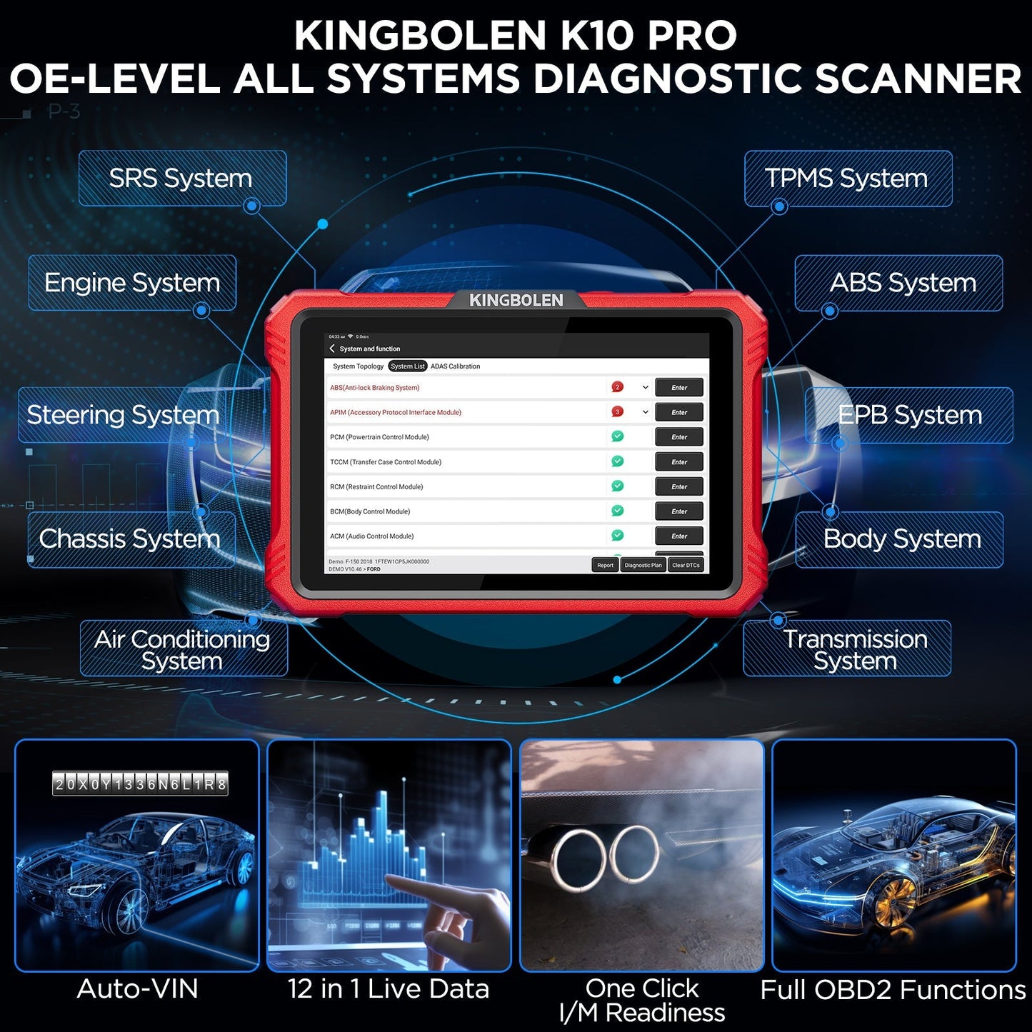 Valise diagnostic auto KINGBOLEN K10 Elite – Codage ECU et 40+ services – image produit 7 | NOVADOMIO