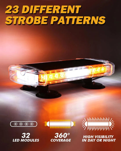 17″ stroboscopique de toit Barres lumineuses, 23 modes de flash fixation magnétique feux de signalisation d’urgence – vue 2