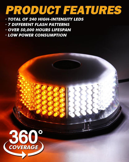 240 LED gyrophare stroboscopique d’urgence avec base magnétique pour 12 V véhicule automobiles camion chasse-neige – vue 2
