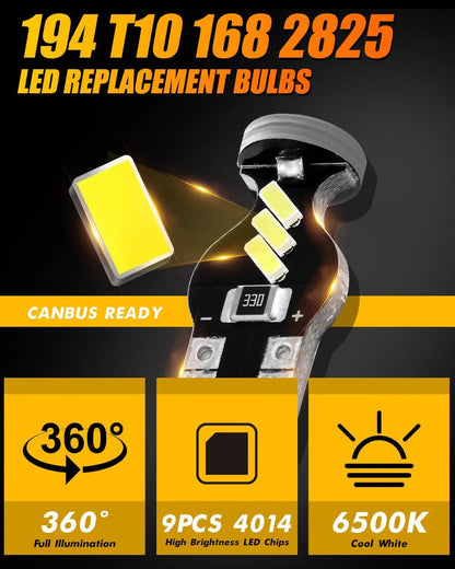 168 2825W5W T10 LED intérieur ampoules 1.5 W 300% plus lumineux 6 500 K blanc – 10 ampoules – vue 8 – NOVADOMIO