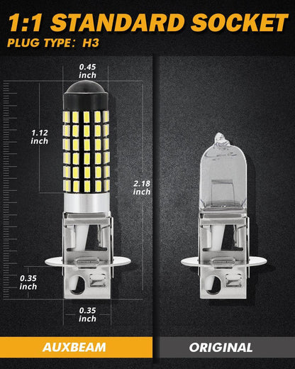 H3 LED antibrouillard/DRL ampoules 6 W 2 000 lm 6 500 K blanc – 2 ampoules – vue 2 – NOVADOMIO