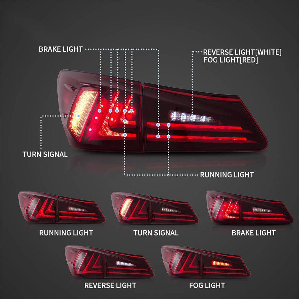 LED bloc de feux arrière avec orange clignotant pour 2006-2012 Lexus IS série 2th Gen (XE20) – vue 12