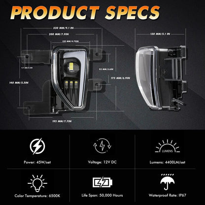Lot de 2 45 W homologation DOT LED antibrouillards avec DRL pour 2016–2018 Chevrolet Silverado 1500 (noir/chromé) – vue 6