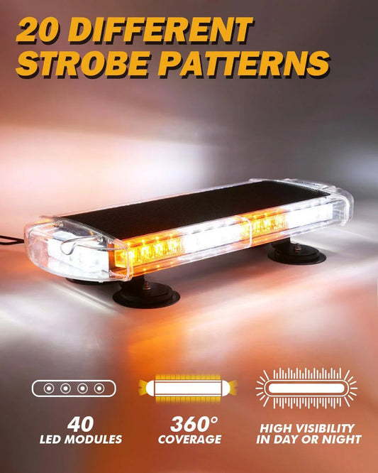 21.5″ stroboscopique de toit Barres lumineuses, 20 modes de flash fixation magnétique feux de signalisation d’urgence – vue 2