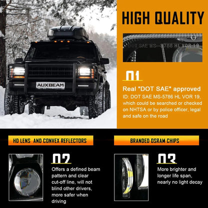 Lot de 2 110 W 7×6 éclairage LED phares pour Jeep XJ YJ MJ – vue 3 – NOVADOMIO