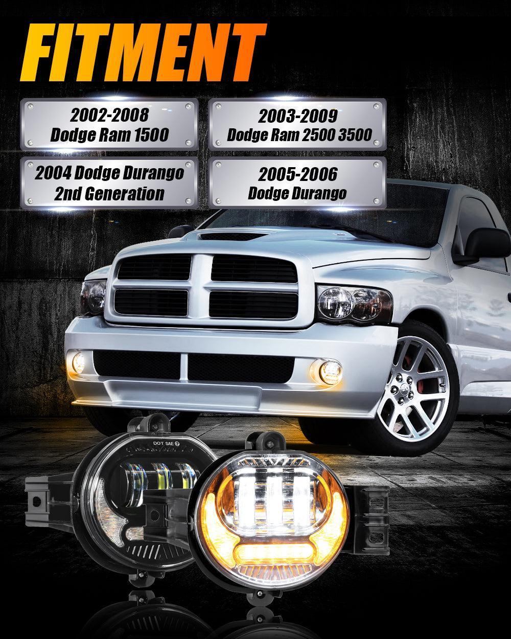 (2pcs/set) LED Fog Light Assembly w/ DRL+ clignotant Light pour Dodge Ram 1500 2002-2008, Dodge Ram 2500/3500 2003-2009(noir…