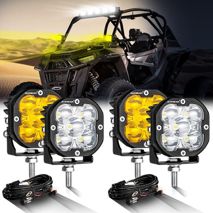 3″ 80 W 9 600 lm projecteurs LED compacts blanc&orange pour ATV UTV side-by-side 4×4 – vue 23 – NOVADOMIO