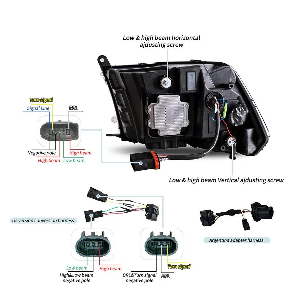 LED bloc optique avant Matrix Projector noir pour 2009-2018 Dodge Ram 4th Gen 1500 2500 3500 – vue 8