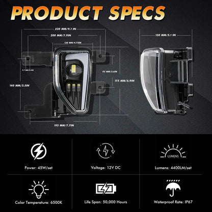 Lot de 2 45 W homologation DOT LED antibrouillards avec DRL pour 2016–2018 Chevrolet Silverado 1500 (noir) – vue 4