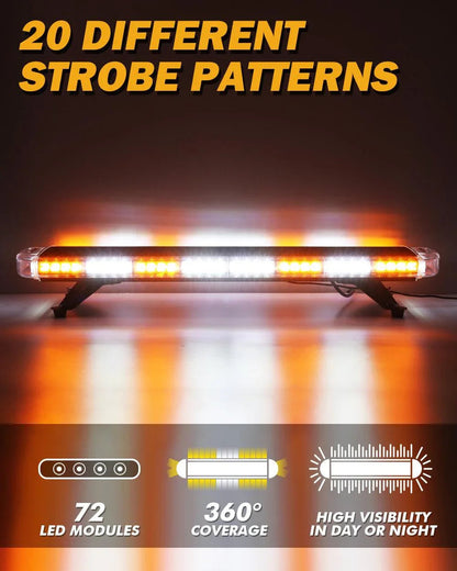 38.5″ stroboscopique de toit Barres lumineuses avec supports de montage 20 modes de flash feux de signalisation d’urgence