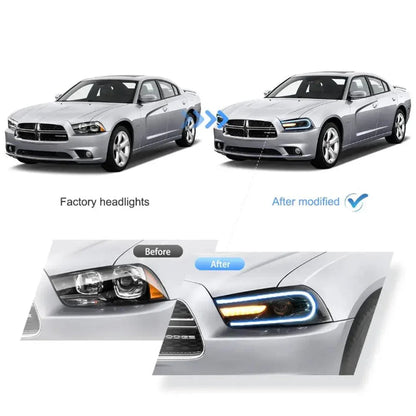 LED bloc optique avant RGB projecteur double faisceau noir pour 2011–2014 Dodge Charger (LD) – vue 6 – NOVADOMIO