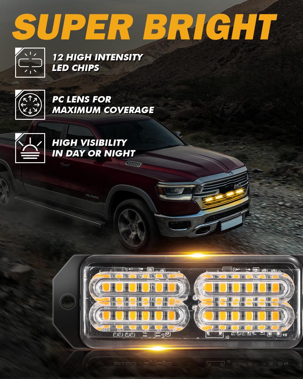 (4PSC/SET) 24LED Emergency Surface Mount Grill feu à éclats pour Trucks Vehicles ATV RV Cars Van – vue 3