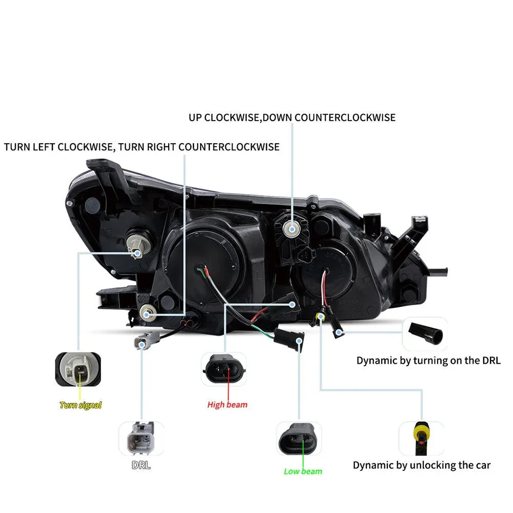 LED bloc optique avant Dual Beam Projector noir pour 2009-2013 Toyota Reiz/Mark X 2th Gen (GRX130) Pre-Facelift – vue 6