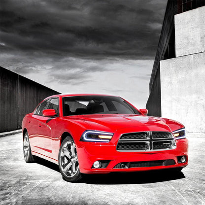 LED bloc optique avant projecteur double faisceau noir pour 2011–2014 Dodge Charger (LD) Pre-Facelifted – vue 10 – NOVADOMIO