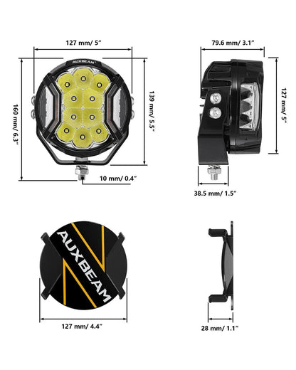 V-ULTRA série | 5″ 172 W éclairage LED latéral orange/blanc projecteurs LED compacts avec orange DRL – vue 14 – NOVADOMIO