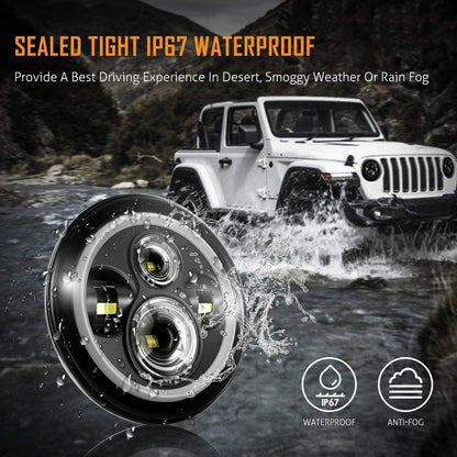 AUXBEAM 7″ LED Halo phare de remplacement pour Jeep Wrangler TJ CJ JK – vue 6 – NOVADOMIO