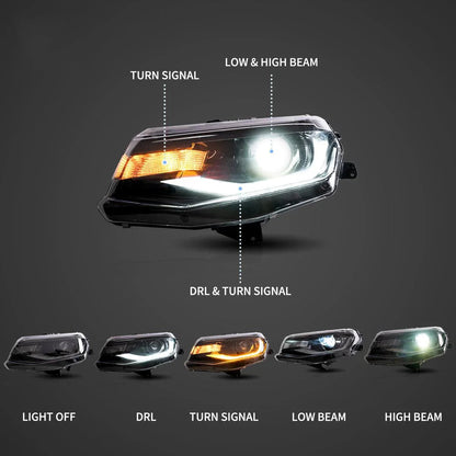 LED bloc optique avant projecteur double faisceau noir pour 2016–2022 Chevrolet Camaro 6th Gen – vue 4 – NOVADOMIO