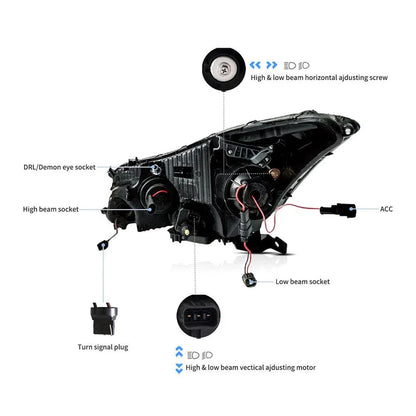 LED bloc optique avant Projector noir pour 2008–2012 Honda Accord 8th Gen Inspire US Type – vue 8 – NOVADOMIO
