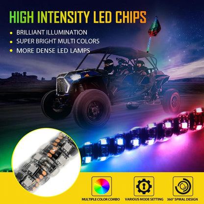 3FT RGB LED fouet LED Rotating couleurs changeantes mât lumineux avec télécommande – vue 2 – NOVADOMIO