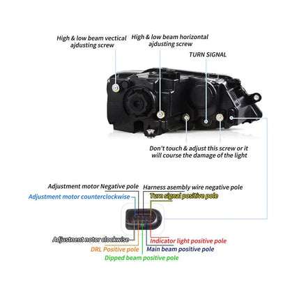 LED bloc optique avant projecteur double faisceau noir pour 2010–2018 Volkswagen Jetta – vue 6 – NOVADOMIO