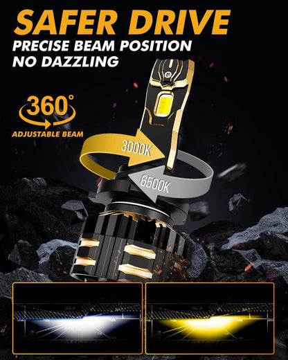9006/HB4 Ampoules LED antibrouillard / feux de croisement 110W 25000LM GX Bi-Color série haute puissance et forte luminosité