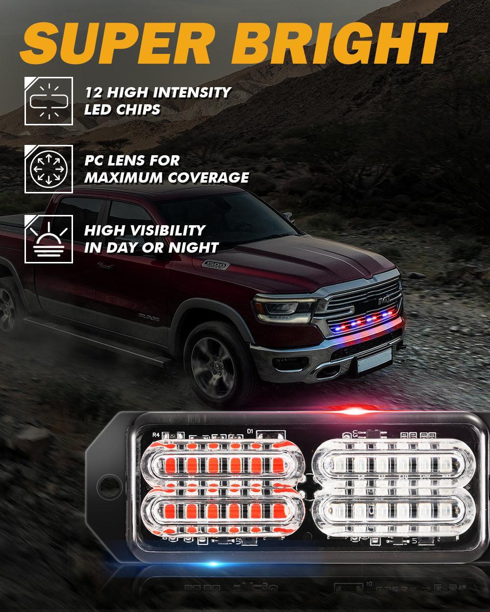 (4PSC/SET) 24LED Emergency Surface Mount Grill feu à éclats pour Trucks Vehicles ATV RV Cars Van – vue 3