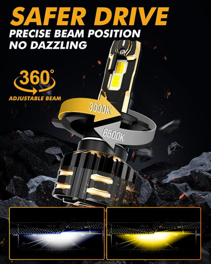 H4 Ampoules de phare LED 110W 25000LM GX Bi-Color série haute puissance et forte luminosité bicolore à commutation – 2