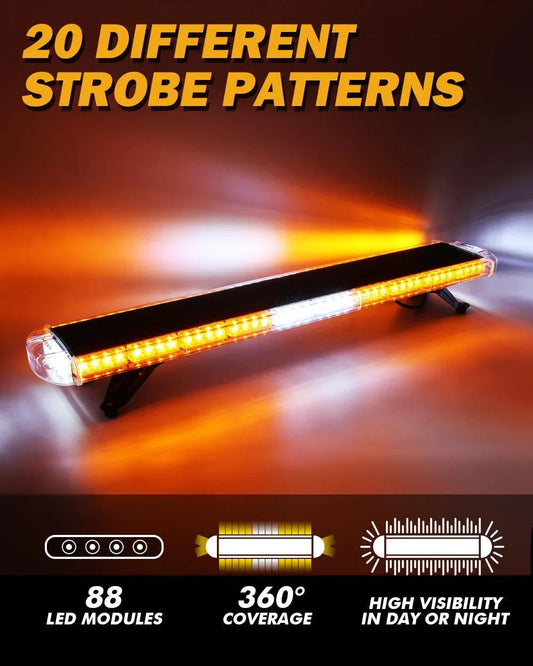 47″ stroboscopique de toit Barres lumineuses avec supports de montage 20 modes de flash feux de signalisation d’urgence – vue