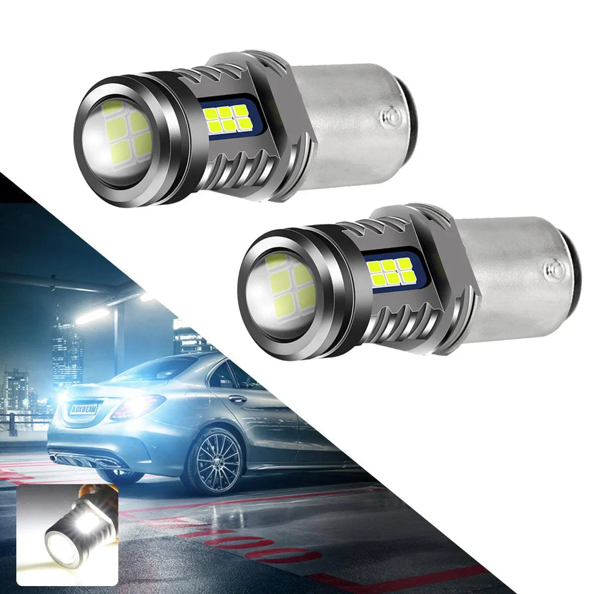 (2pcs/set) 1157/BAY15D Y2 série 3-Sides blanc froid LED Brake/Turn Single/Back-up/Side Maker/DRL – vue 8