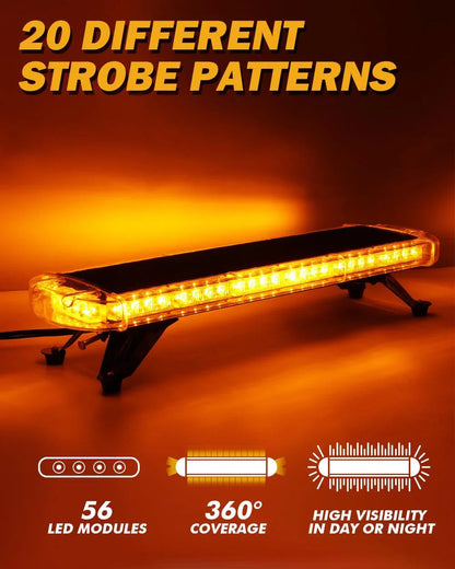 31.5″ stroboscopique de toit Barres lumineuses avec supports de montage 20 modes de flash feux de signalisation d’urgence