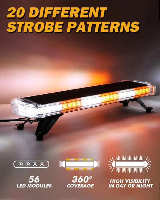 31.5″ stroboscopique de toit Barres lumineuses avec supports de montage 20 modes de flash feux de signalisation d’urgence