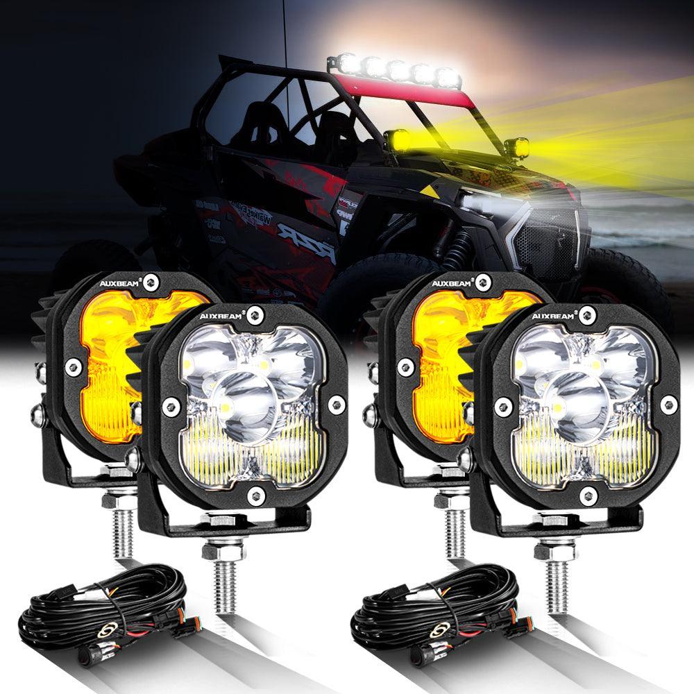 3 Inch 80W 9600LM LED Pods Lights blanc&orange pour ATV UTV SIDE BY SIDE 4X4 – vue 21