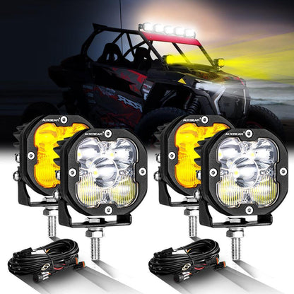 3″ 80 W 9 600 lm projecteurs LED compacts blanc&orange pour ATV UTV side-by-side 4×4 – vue 21 – NOVADOMIO