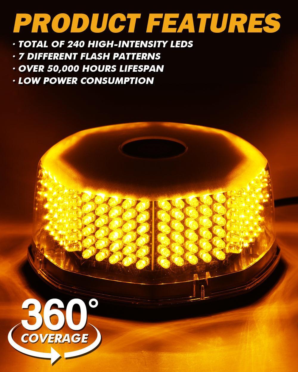 240 LED Emergency Warning Rotating Strobe Beacon Light avec Magnetic Base pour 12V Vehicle Cars Truck Snow Plow – vue 2