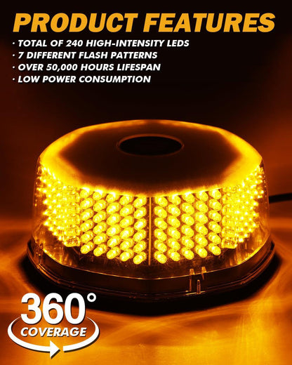 240 LED gyrophare stroboscopique d’urgence avec base magnétique pour 12 V véhicule automobiles camion chasse-neige – vue 2