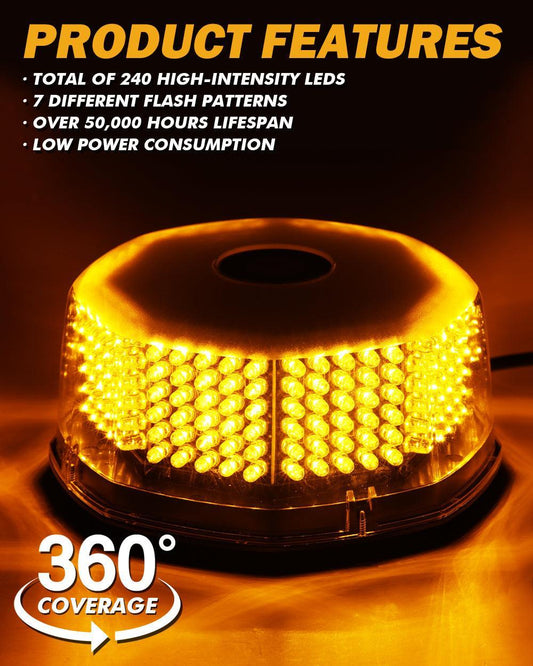 240 LED gyrophare stroboscopique d’urgence avec base magnétique pour 12 V véhicule automobiles camion chasse-neige – vue 2