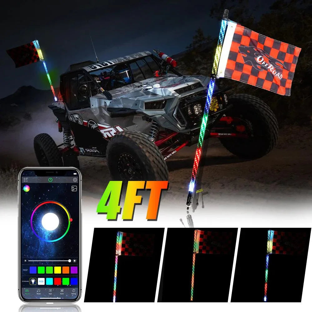 3FT/4FT RGB LED Whip Light avec Bluetooth Controlled + Whip Light Mounting Brackets pour UTV, ATV, Off-road Vehicle – vue 23