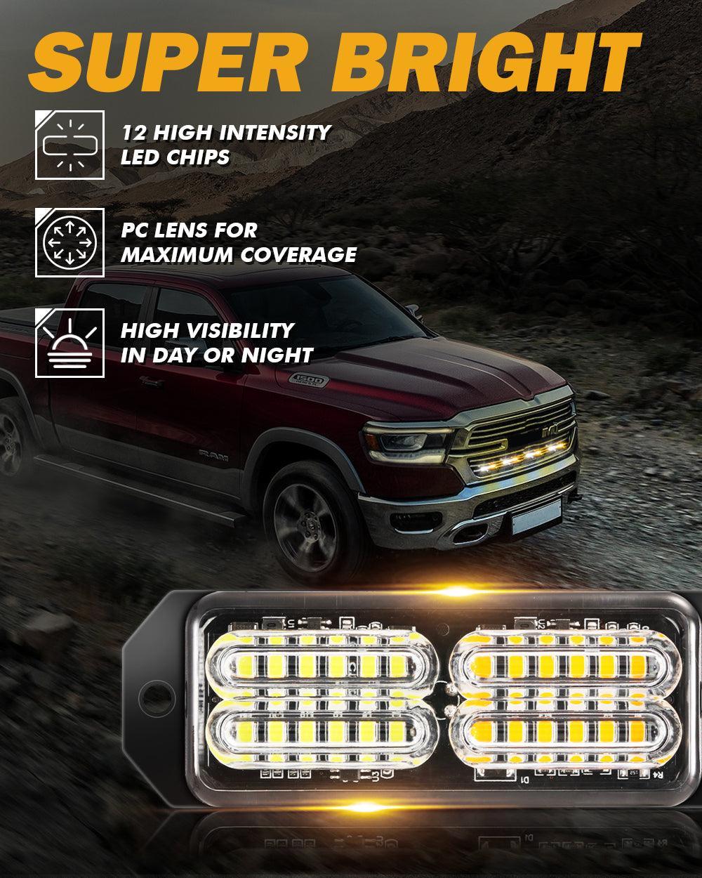 (4PSC/SET) 24LED Emergency Surface Mount Grill feu à éclats pour Trucks Vehicles ATV RV Cars Van – vue 3