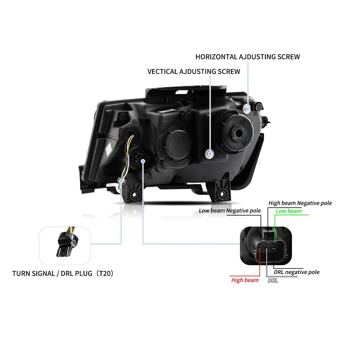 LED bloc optique avant RGB Dual Beam Projector noir pour 2014-2015 Chevrolet Camaro – vue 6