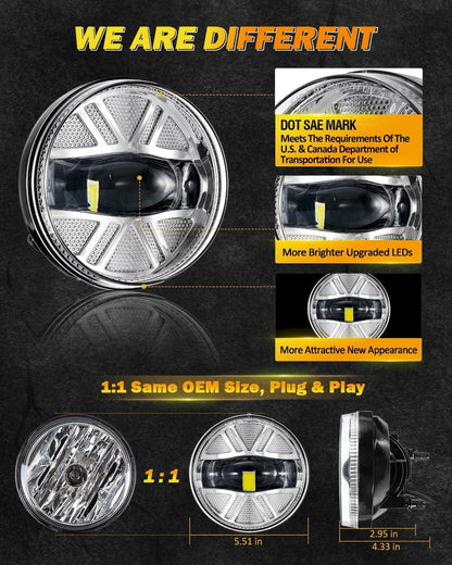 Lot de 2 48 W LED antibrouillards homologation DOT pour 2007–2013 GMC Sierra 1500 / 2007–2014 Sierra 2500HD 3500HD (chromé)